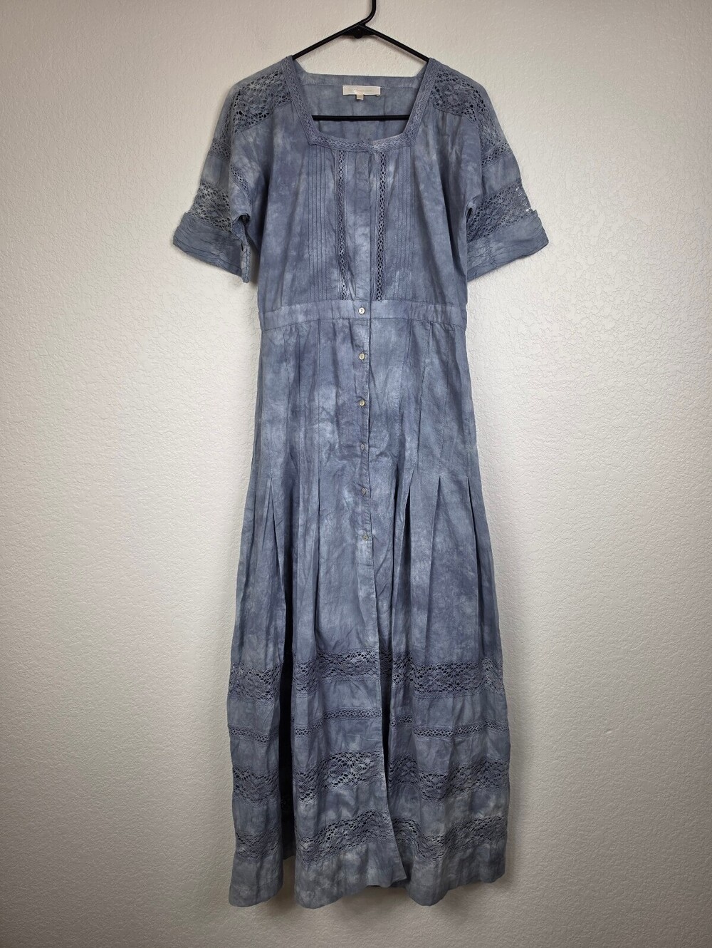 LoveShackFancy Blue Cotton Midi Dress Small